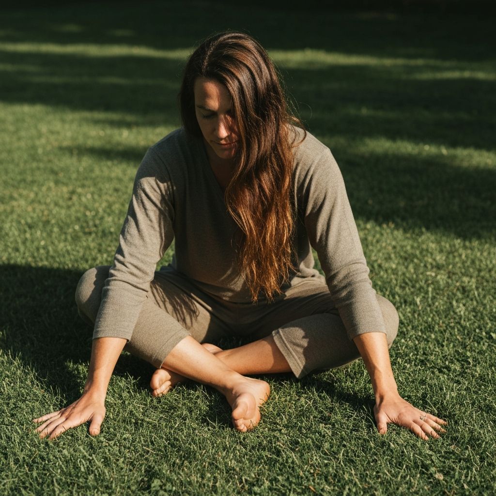 Pessoa fazendo aterramento na natureza